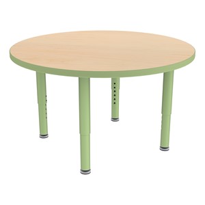 Shapes Accent Series Round Collaborative Table w/ Glides (36" Diameter) - Maple Top w/ Green Apple Legs