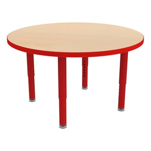 Shapes Accent Series Round Collaborative Table w/ Glides (36" Diameter) - Maple Top w/ Red Legs