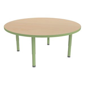Shapes Accent Series Round Collaborative Table w/ Glides - Maple Top w/ Green Apple Legs