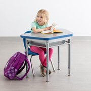 Preschool Trapezoid Desk w/ Perforated Metal Book Box