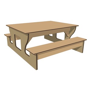 Classroom Table w/ Smooth Writeable Surface - Chocolate Frame w/ Latte Seats & Top (32" L x 36" W x14" H)