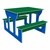 Classroom Table w/ Smooth Writeable Surface - Blue Frame w/ Green Seats & Top (32" L x 36" W x 24" H)