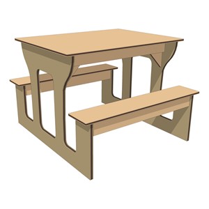 Classroom Table w/ Smooth Writeable Surface - Chocolate Frame w/ Latte Seats & Top (32" L x 36" W x 24" H)