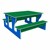 Classroom Table w/ Smooth Writeable Surface - Blue Frame w/ Green Seats & Top (32" L x 36" W x 20" H)