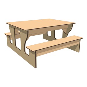 Classroom Table w/ Smooth Writeable Surface - Chocolate Frame w/ Latte Seats & Top (32" L x 36" W x 20" H)