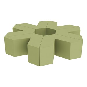 Foam Soft Seating Set - Single Height Asterisk Shape - 16" H (Set of Six V-Shape) - Fern Green