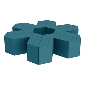 Foam Soft Seating Set - Single Height Asterisk Shape - 16" H (Set of Six V-Shape) - Teal