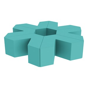 Foam Soft Seating Set - Single Height Asterisk Shape - 16" H (Set of Six V-Shape) - Turquoise