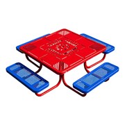 Square Portable Preschool Outdoor Picnic Table w/ Learning Top