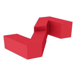 Foam Soft Seating Set - Mixed Height ZigZag (One 12" H & One 16" H V-Shape) - Red