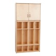 Wooden Storage Cabinet w/ Four-Section Locker Units - Assembled