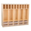 Wooden Locker and Communication Center w/ Clear Bins - Assembled