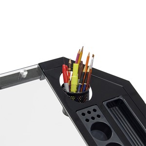 Futura Tower Table w/ Combo Magnetic/Cork Board - Black/Clear Glass - Detail
