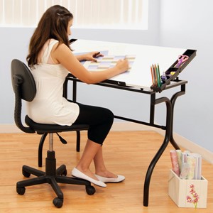 Folding Craft Station w/ Wood Top