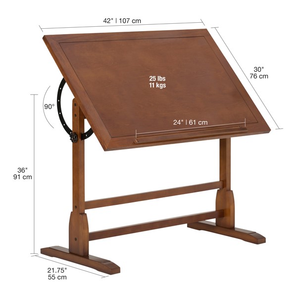 Vintage Drafting Table with dimensions