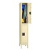 One-Wide Double-Tier School Lockers w/ Legs - Shown in putty