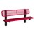 Bollard 961 Series Single-Sided Bench - Diamond Expanded Metal w/ Inground Mount (6' L) - Red