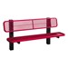 Bollard 961 Series Single-Sided Bench - Diamond Expanded Metal w/ Inground Mount (6' L) - Red