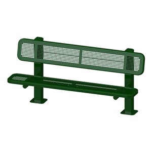 Bollard 961 Series Single-Sided Bench - Round Perforation w/ Surface Mount (6' L)