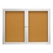 Indoor Enclosed Bulletin Board w/ Two Doors & Solid Oak Frame