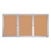 Enclosed Bulletin Board w/ Three Doors & Satin Aluminum Frame