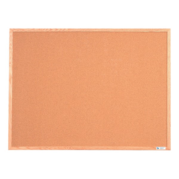 Oak-Framed Bulletin Board (24" W x 18" H) - Light Oak Finish