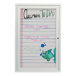 Indoor Enclosed Dry Erase Board w/ Traditional Frame & One Door