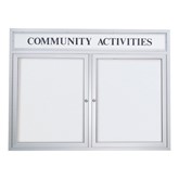 Outdoor Enclosed Dry Erase Board w/ Two Doors & Header