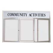 Outdoor Enclosed Dry Erase Board w/ Three Doors & Header