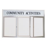 Outdoor Enclosed Dry Erase Board w/ Three Doors & Header