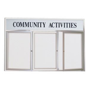 Outdoor Enclosed Dry Erase Board w/ Three Doors & Header