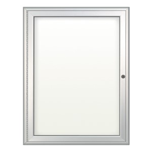 Indoor Enclosed Dry Erase Board w/ One Door - Shown w/ radius frame
