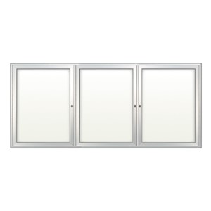 Indoor Enclosed Dry Erase Board w/ Three Doors - Shown w/ radius frame