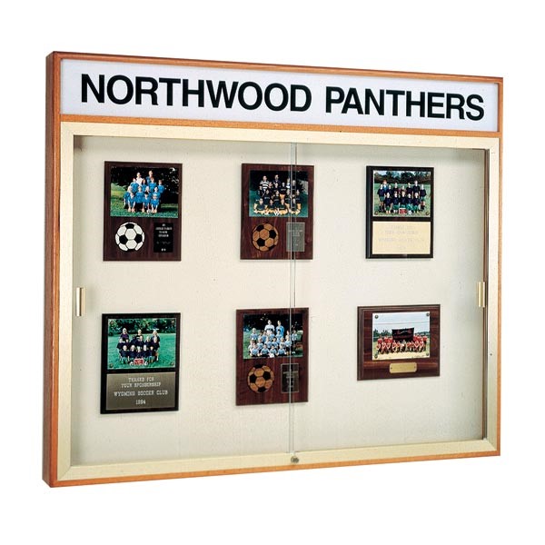 Legacy 885 Series Display Case w/ Header - Shown w/ plaque fabric case back