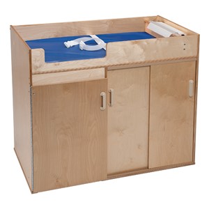 Toddler Changing Table w/ Stow-Away Steps — Shown w/ stowed steps