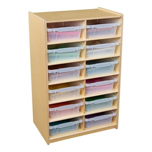 Five-Inch Letter Tray Mobile Storage Unit - 12 Cubbies w/ Clear Trays