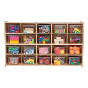 20-Tray Wooden Storage Unit - Assembled & w/ Clear Trays - Accessories not included