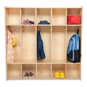 Wooden Five-Section Locker Unit w/out Seat - Unassembled (47" W)