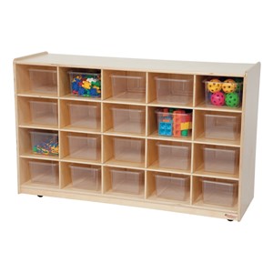 20-Tray Colorful Mobile Storage Unit - Shown in natural w/ clear trays