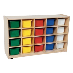20-Tray Colorful Mobile Storage Unit w/ Assorted Trays - Shown in natural