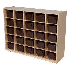 25-Tray Natural Mobile Storage Unit w/ Chocolate Trays