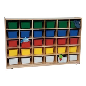 30-Tray Colorful Mobile Storage Unit w/ Assorted Trays - Natural