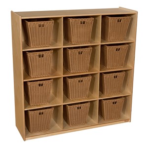 Natural Cubby Storage w/ 12 Medium Baskets