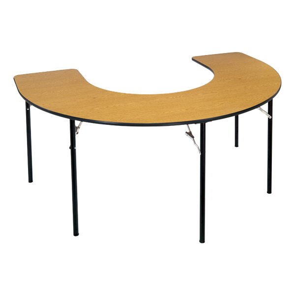 Horseshoe Table Wheelchair Accessible - Folding - Barrister oak top w/ black edge band