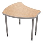 Small Shape Desk w/o Book Box - Castle oak top w/ platinum legs