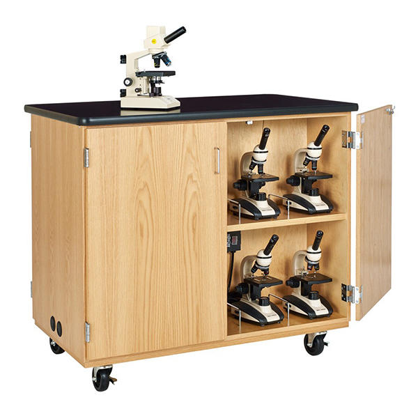 Microscope Storage Cabinet w/ Plastic Laminate Top & Charger (microscopes sold separately)
