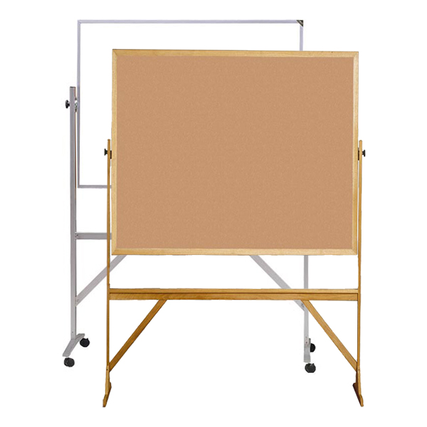 Reversible Rolling Bulletin Board/Markerboard - Aluminum Frame & Wood Frame Shown
