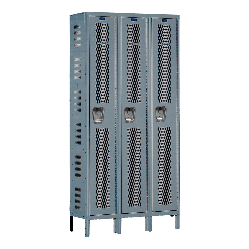 Heavy-Duty Ventilated Three-Wide Single-Tier Gym Lockers