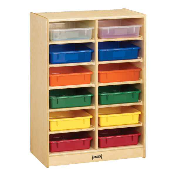 Baltic Birch Paper Tray Cubby Unit - 12 Cubbies w/ Colorful Trays