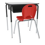 Open Front Desk w/ Black Book Box and Frame and 18-Inch Structure Series School Chair Set
